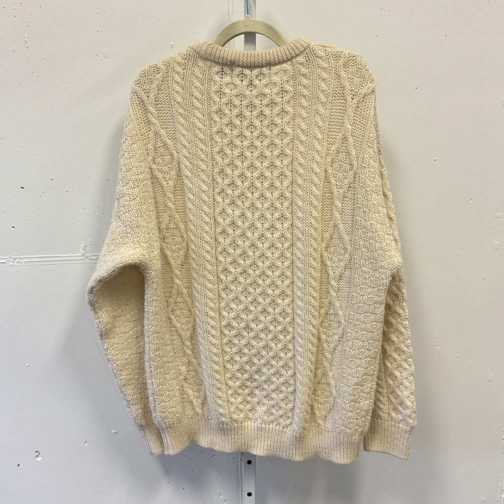 Vintage Aran Sweater Market Ireland Men's Wool Cable Fisherknit Knit Sweater XL - Picture 2 of 8
